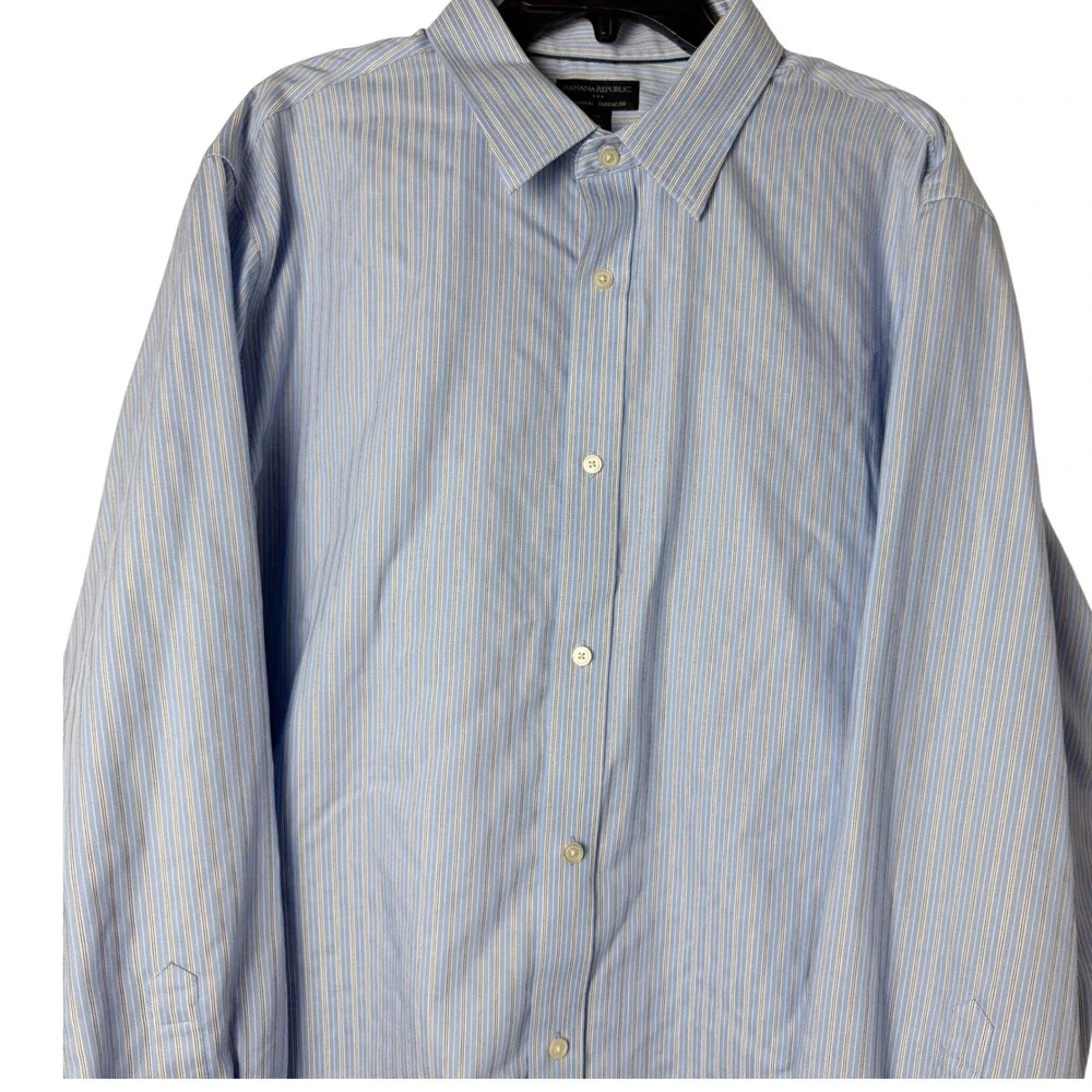 Banana Republic Button Down Shirt Mens XXL‎ Blue Striped Non-Iron Classic Fit